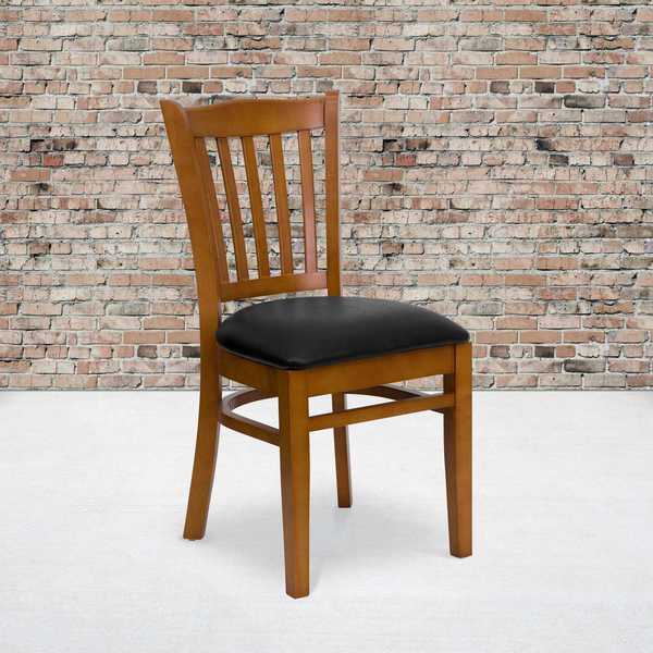 Cherry Wood Chair-Blk Vinyl