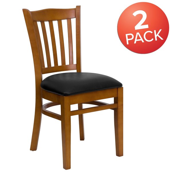 Cherry Wood Chair-Blk Vinyl