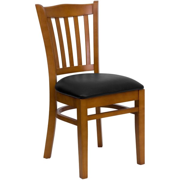 Cherry Wood Chair-Blk Vinyl
