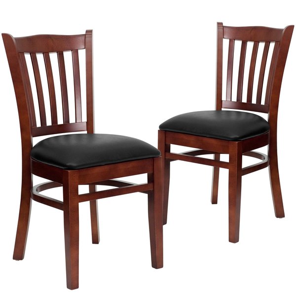 Mahogany Wood Chair-Blk Vinyl