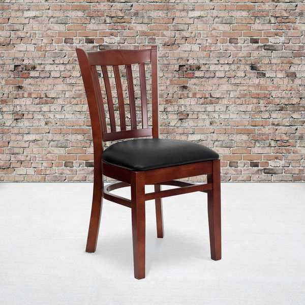 Mahogany Wood Chair-Blk Vinyl