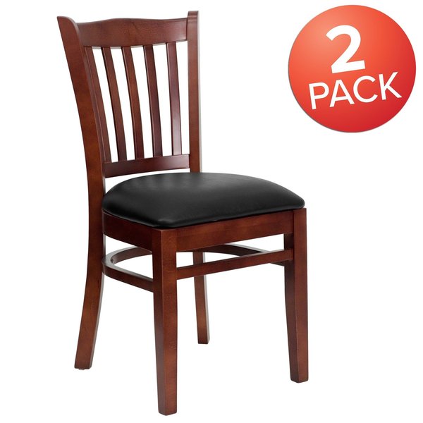 Mahogany Wood Chair-Blk Vinyl