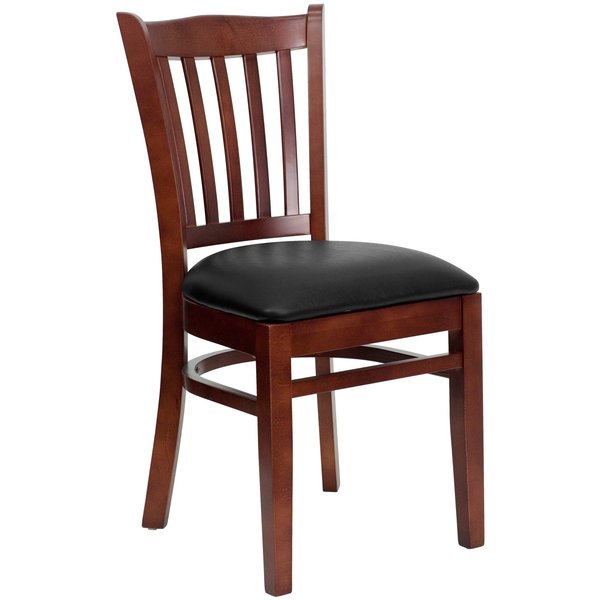 Mahogany Wood Chair-Blk Vinyl