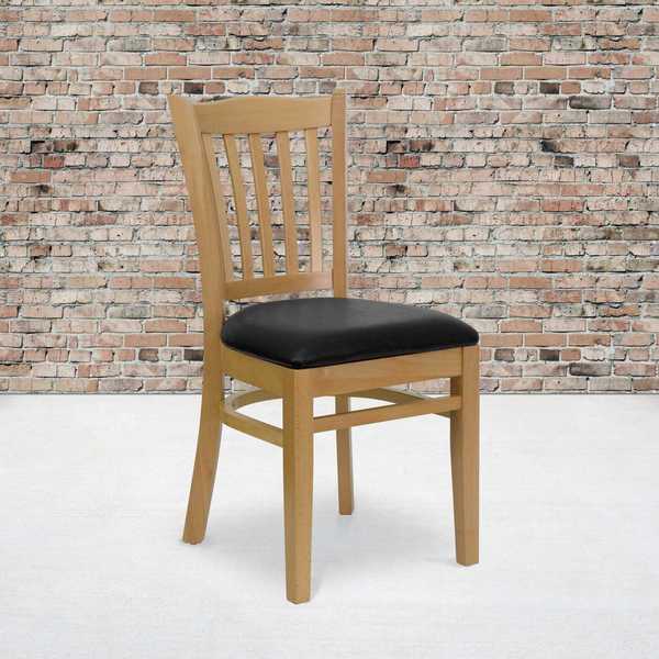 Natural Wood Chair-Blk Vinyl
