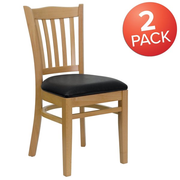Natural Wood Chair-Blk Vinyl