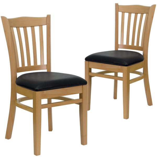 Natural Wood Chair-Blk Vinyl