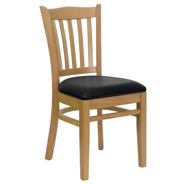 Natural Wood Chair-Blk Vinyl