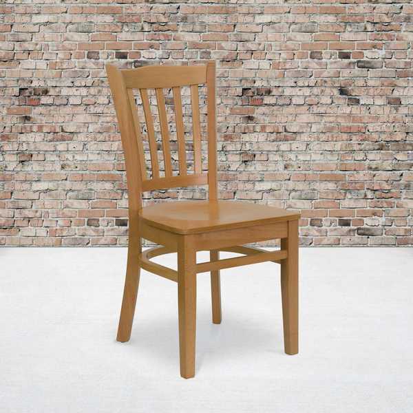 HERCULES Series Vertical Slat Back Natural Wood Restaurant Chair