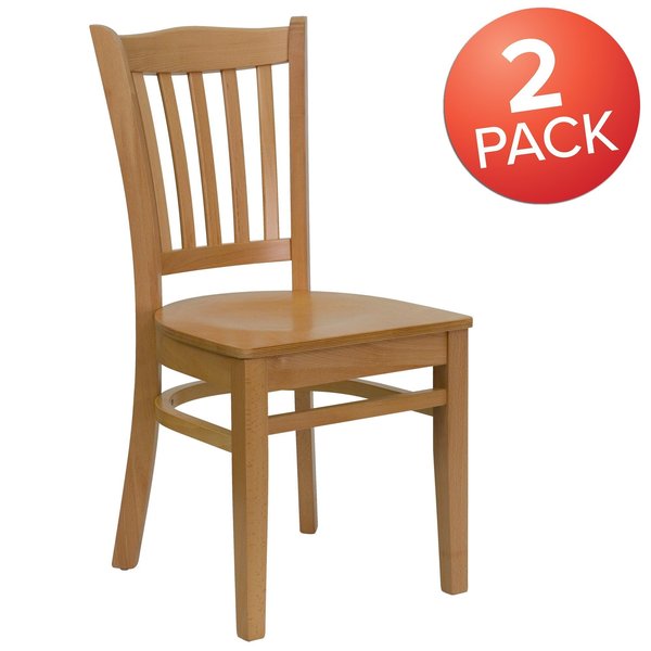 HERCULES Series Vertical Slat Back Natural Wood Restaurant Chair