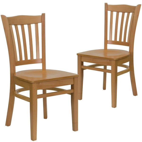 HERCULES Series Vertical Slat Back Natural Wood Restaurant Chair