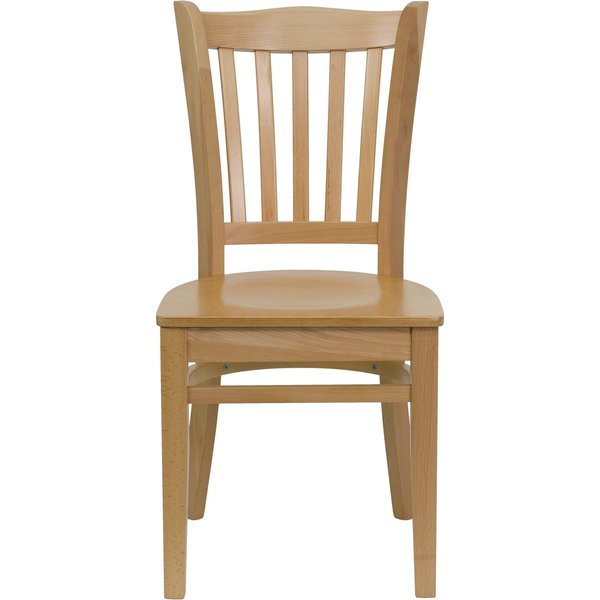 HERCULES Series Vertical Slat Back Natural Wood Restaurant Chair