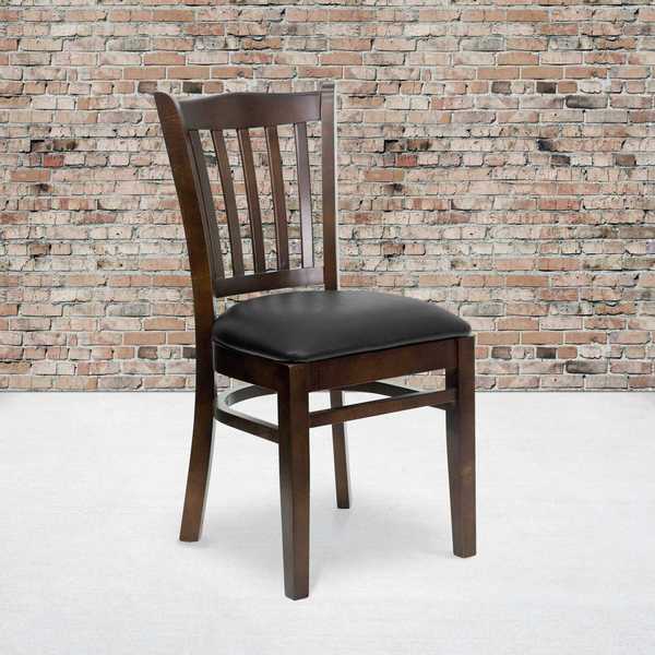 Walnut Wood Chair-Blk Vinyl
