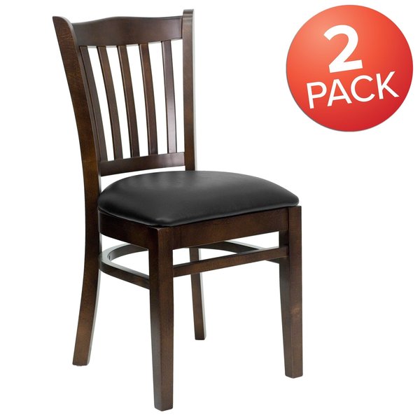 Walnut Wood Chair-Blk Vinyl