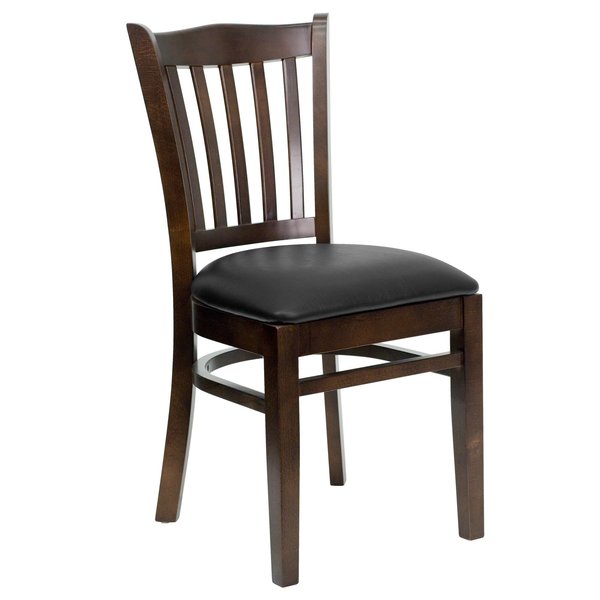 Walnut Wood Chair-Blk Vinyl