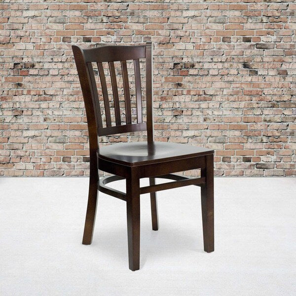 HERCULES Series Vertical Slat Back Walnut Wood Restaurant Chair