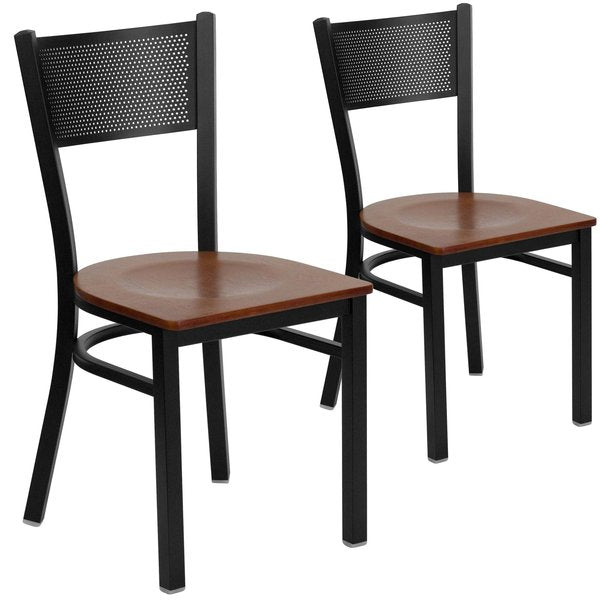 Black Grid Chair-Cherry Seat