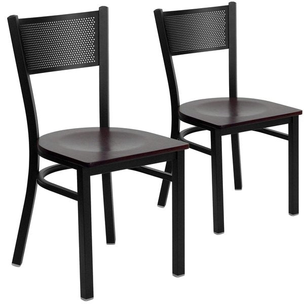 Black Grid Chair-Mah Seat
