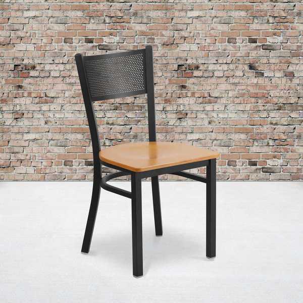 Black Grid Chair-Nat Seat