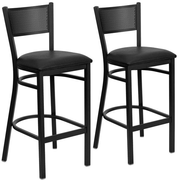 Black Grid Stool-Black Seat