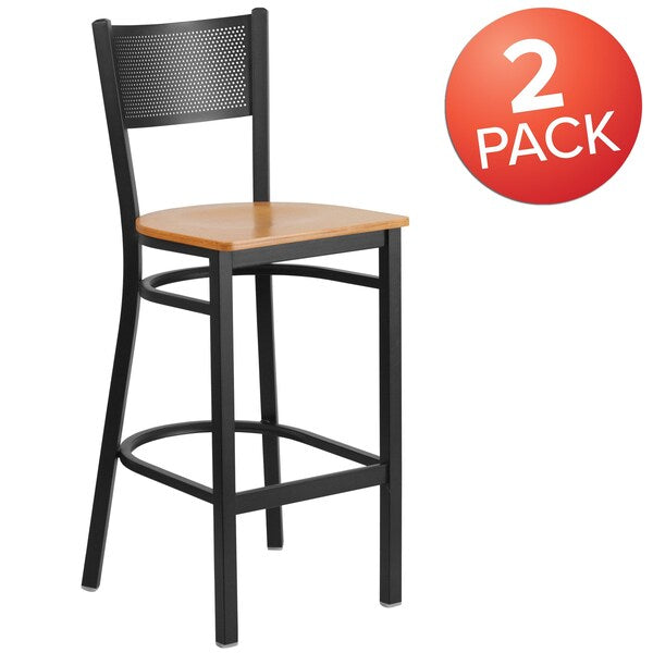 Black Grid Stool-Nat Seat