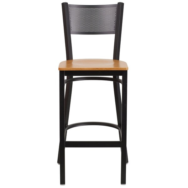 Black Grid Stool-Nat Seat