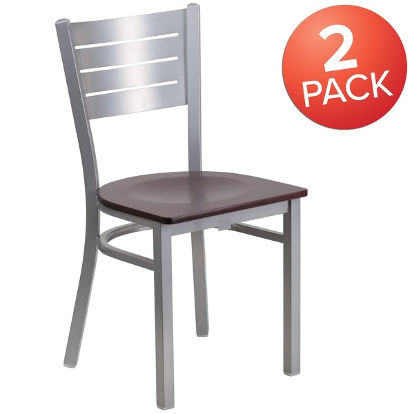 Silver Slat Chair-Mah Seat