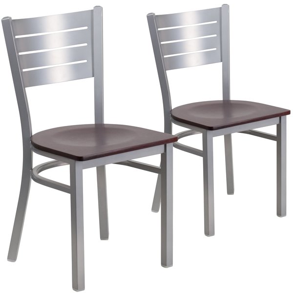 Silver Slat Chair-Mah Seat