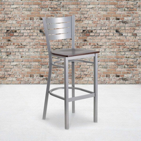 Silver Slat Stool-Wal Seat