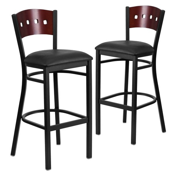 Bk/Mah 4 Sqr Stool-Black Seat