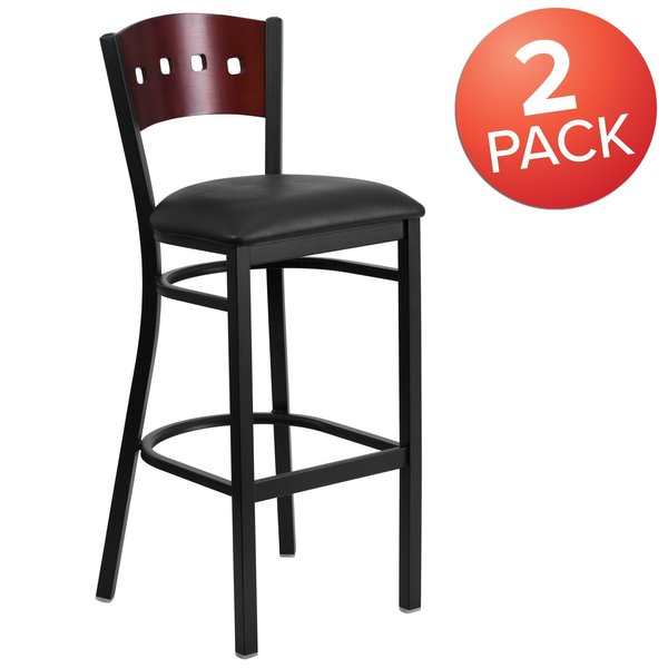 Bk/Mah 4 Sqr Stool-Black Seat