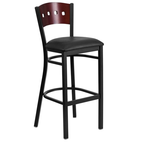 Bk/Mah 4 Sqr Stool-Black Seat