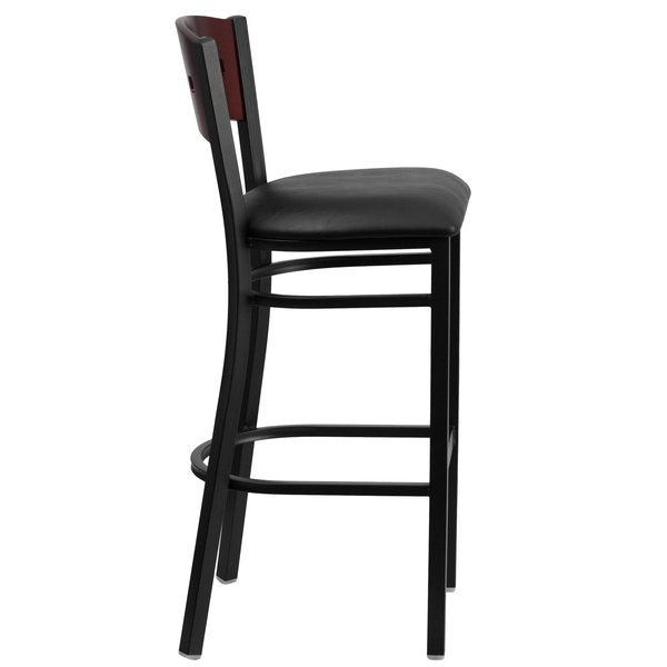 Bk/Mah 4 Sqr Stool-Black Seat