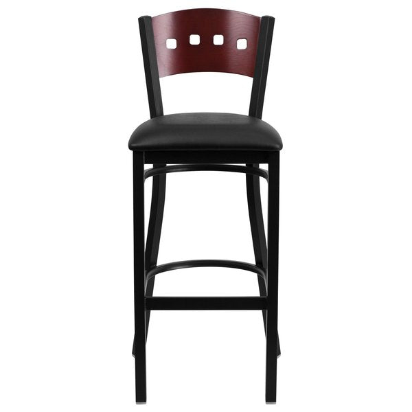 Bk/Mah 4 Sqr Stool-Black Seat
