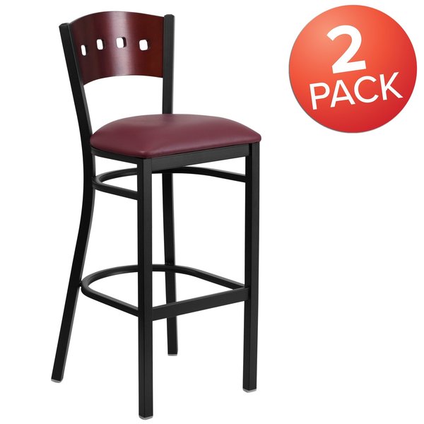 Bk/Mah 4 Sqr Stool-Burg Seat
