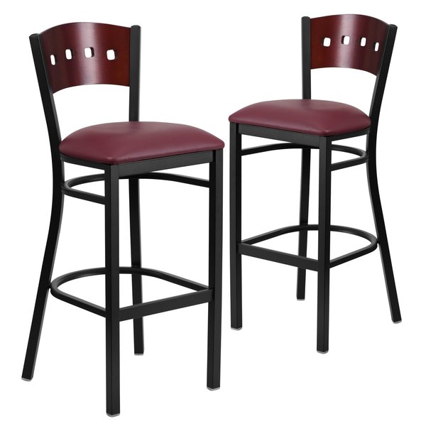 Bk/Mah 4 Sqr Stool-Burg Seat
