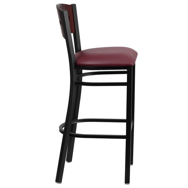 Bk/Mah 4 Sqr Stool-Burg Seat