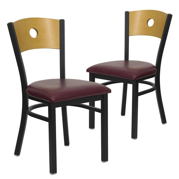 Bk/Nat Circle Chair-Burg Seat