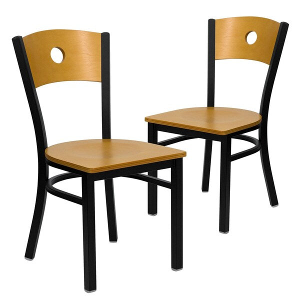 Bk/Nat Circle Chair-Wood Seat