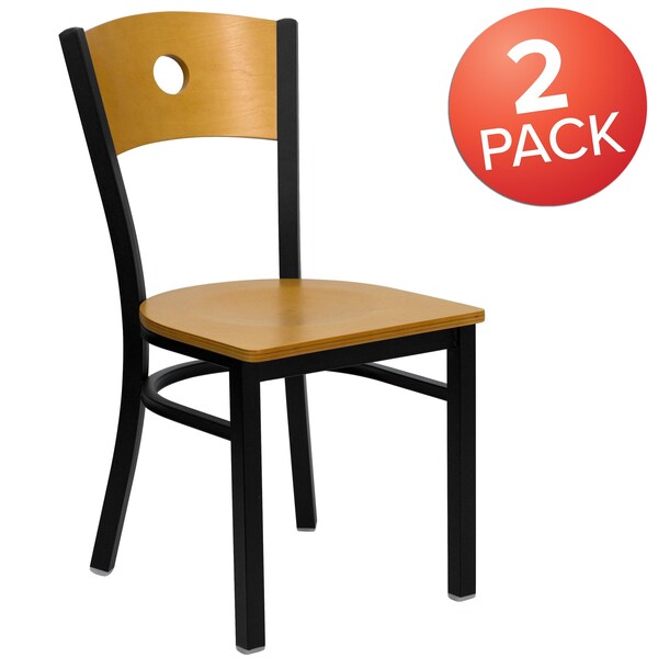 Bk/Nat Circle Chair-Wood Seat