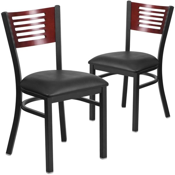 Bk/Mah Slat Chair-Black Seat