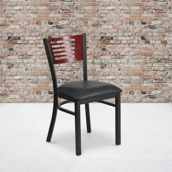 Bk/Mah Slat Chair-Black Seat