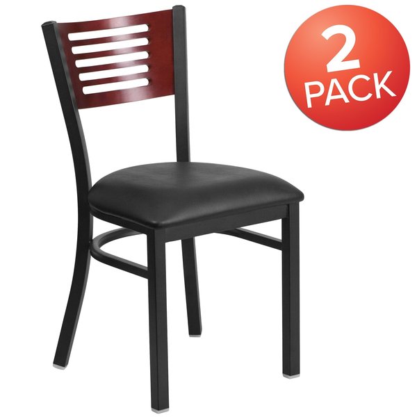Bk/Mah Slat Chair-Black Seat