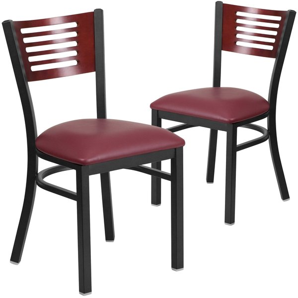 Bk/Mah Slat Chair-Burg Seat