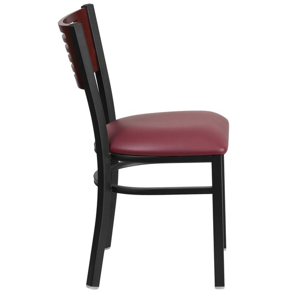 Bk/Mah Slat Chair-Burg Seat