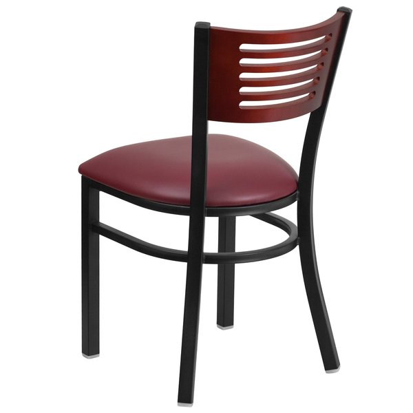 Bk/Mah Slat Chair-Burg Seat