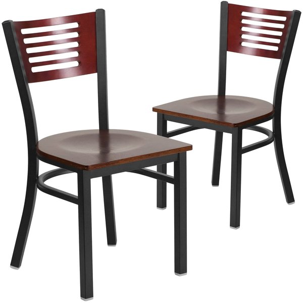 Bk/Mah Slat Chair-Wood Seat