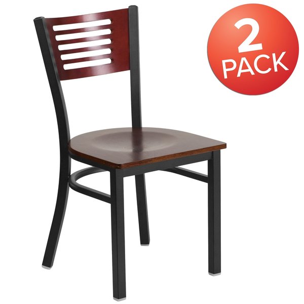 Bk/Mah Slat Chair-Wood Seat