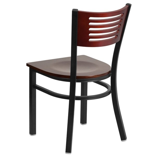 Bk/Mah Slat Chair-Wood Seat