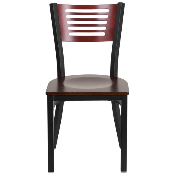 Bk/Mah Slat Chair-Wood Seat