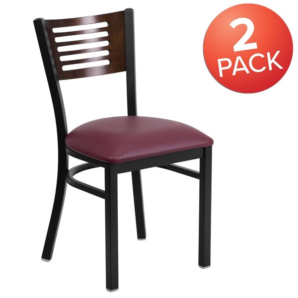 Bk/Wal Slat Chair-Burg Seat